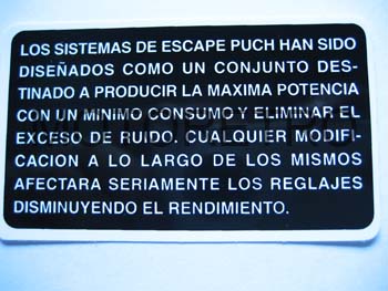 PU11A (instrucciones (blanco sobre negro) para sistema escape)